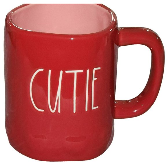 Rae Dunn CUTIE Red Ceramic Coffee Mug 16 Oz Embossed Hearts Around The Bottom - Picture 14 of 14